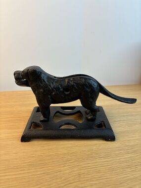 Vintage Black Cast Iron Dog Nutcracker Classic Home Accent-Heavy